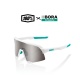 LUNETTE 100% BORA HANS GROHE TEAM WHITE HIPER SILVER MIRROR LENS