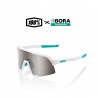 LUNETTE 100% BORA HANS GROHE TEAM WHITE HIPER SILVER MIRROR LENS