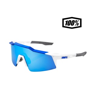 LUNETTE 100% SPEEDCRAFT SL MATTE WHITE METALLIC BLUE HIPER BLUE MULTILAYER MIRROR
